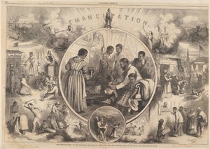 Emancipatie van de Zwarte - Het Verleden en de Toekomst uit Harpers Weekly, 24 januari 1863 door Thomas Nast