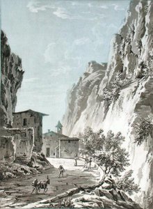 Het dorp Gondo op de Simplonpas, illustratie uit 