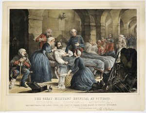 Het grote militaire ziekenhuis in Scutari, gedrukt door Stannard und Dixon, 24 februari 1855