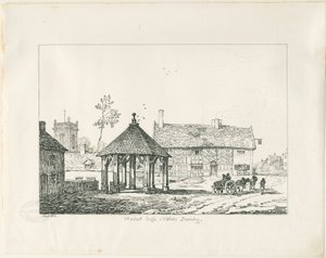 Abbots Bromley - Tudor Markt Kruis en Huis door Thomas Peploe Wood