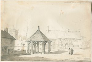 Abbots Bromley Tudor - Marktkruis en Huis door Thomas Peploe Wood