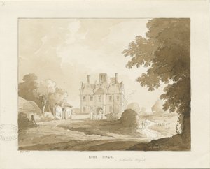 Brewood - Long Birch Hall: sepia tekening