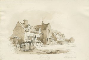 Cottages bij Little Haywood door Thomas Peploe Wood