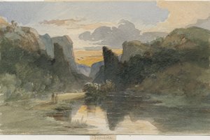 Dovedale - landschap: aquarel