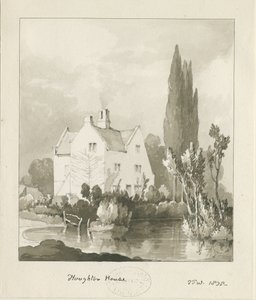 Haughton - Huis: sepia wassing tekening door Thomas Peploe Wood