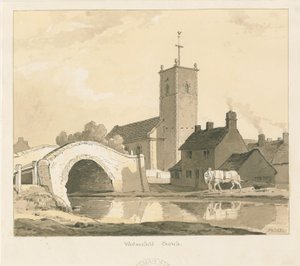 Wednesfield Kerk en Brug, 1837 door Thomas Peploe Wood