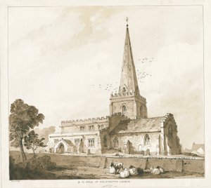 Wolstanton Kerk: gravure, nd [?19e eeuw] door Thomas Peploe Wood