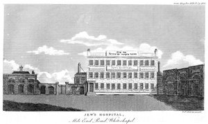 Joods Ziekenhuis, Mile End Road, Whitechapel, Londen, eind 18e of begin 19e eeuw door Thomas Prattent