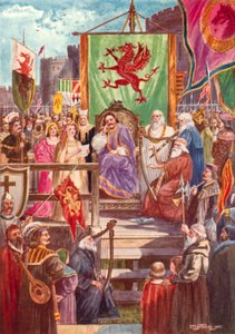 Rhys ap Gruffydd die de eerste Eisteddfod voorzit, Cardigan Castle, Wales door Thomas Prytherch