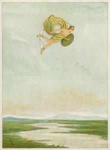 Perseus vliegt om de Gorgon te doden