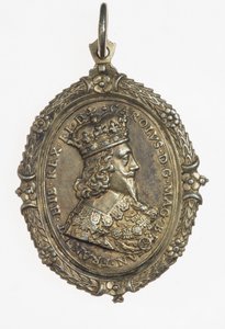 Charles I en Henrietta Maria supportersbadge, ca. 1649 (verguld zilver) door Thomas Rawlins