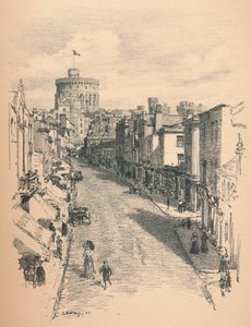Grote Toren van Windsor Castle vanaf Peascod Street, 1902 door Thomas Robert Way