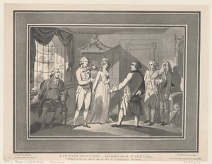 Kapitein Bowling geïntroduceerd bij Narcissa, 12 mei 1800 door ThomasThomas Rowlandson, Joseph Constantine Stadler Thomas Rowlandson, Joseph Constantine Stadler