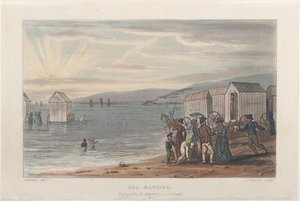 Zeezwemmen, uit Poetische Schetsen van Scarborough, 1813 door Thomas Rowlandson, Joseph Constantine Stadler, J. Bluck