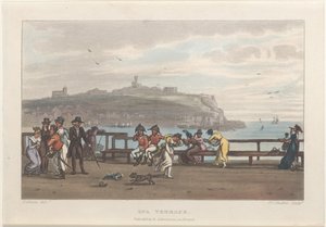 Spa-terras, uit Poetische schetsen van Scarborough, 1813 door Thomas Rowlandson, Joseph Constantine Stadler, J. Bluck