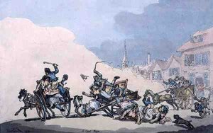 Een Kartrace, uitgegeven door William Holland door Thomas Rowlandson