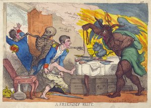 A FRIENDLY VISIT, Satire op Napoleons nederlaag, troonsafstand en terugtrekking naar Elba