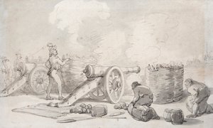 Een Franse artilleriedivisie in actie door Thomas Rowlandson