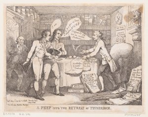 Een kijkje in de retraite bij Tinnechurch United Irish door Thomas Rowlandson