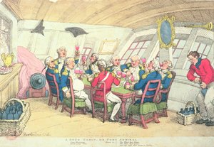 Een knus hutje of havenadmiraal (kleur gravure)