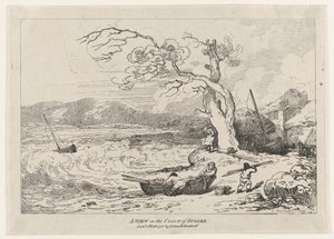 Een uitzicht op de kust van Sussex, 1 oktober 1785 door Thomas Rowlandson