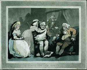 Een bezoek aan de oom, geaquarelleerd door Francis Jukes, uitgegeven door E. Jackson door Thomas Rowlandson