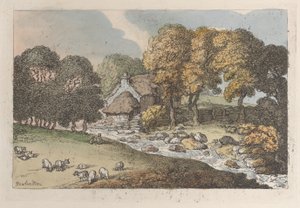Een waterloop, uit Zichten in Cornwall door Thomas Rowlandson