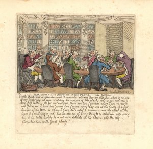 Een groep schrijvers die dineren bij het huis van een rijke burger door Thomas Rowlandson