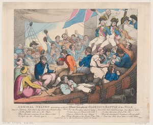 Admiraal Nelson ontspant met zijn dappere zeelieden na de glorieuze slag van de..., 20 oktober 1798