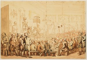 Een anatomische lezing aan de Royal Academy of Arts door Thomas Rowlandson