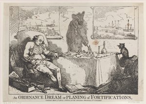 Een ordonnantie droom of planning van vestingwerken, 7 maart 1786 door Thomas Rowlandson