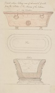 Badvaas van rood graniet, Vaticaan door Thomas Rowlandson