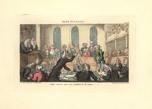 Zenuwachtig en ondervraagd door Mr. Garrow door Thomas Rowlandson