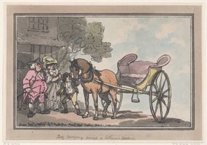 Jongen brengt een burgerkoets rond, 1 augustus 1787 door Thomas Rowlandson