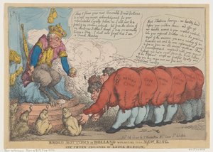 Brede Bodems in Nederland Aanbiddend Hun Nieuwe Koning, 23 Juli 1806 door Thomas Rowlandson