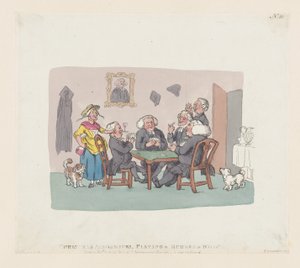 Kerstacademici die een Potje Whist Spelen, 1 april 1803 door Thomas Rowlandson