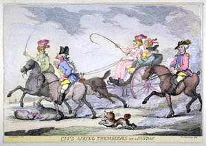 Burgers die Zichzelf Luchten op een Zondag door Thomas Rowlandson