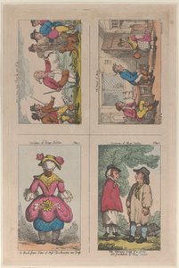 Kostuum van Hogs Norton, hoe een man zijn eigen pruik kan schieten, en de meid van Mim, 1809 door Thomas Rowlandson