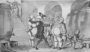 Doctor Syntax vrijgemaakt van de kelder, 1817 door Thomas Rowlandson