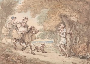Dr. Syntax Vastgebonden aan een Boom door Wegrovers door Thomas Rowlandson