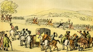 Dr Syntax bij een recensie door Thomas Rowlandson