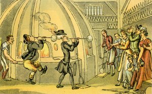 Dr Syntax in de glasfabriek door Thomas Rowlandson
