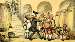 Dr. Syntax maakt zich meester van de kelder door Thomas Rowlandson