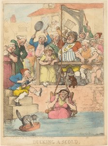 Een Schreeuwende Vrouw Onder Water Dompelen door Thomas Rowlandson