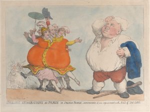 Engelse tentoonstellingen in Parijs of Fransen verbaasd over onze verbetering in het ras, 1812 door Thomas Rowlandson