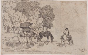 Vierwielige chaise door Thomas Rowlandson