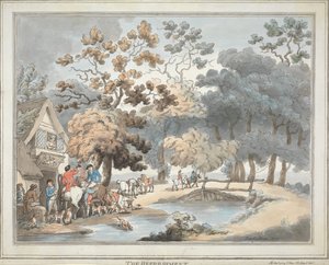 Vossenjacht [set van zes]:   4. De versnapering door Thomas Rowlandson