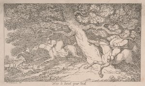 Vossenjacht: Hoe je je nek kunt breken [uit ‘Advice to Sportsmen’] door Thomas Rowlandson