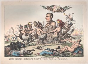 Helhonden Verzamelen Rond het Afbeelding van Frankrijk, 8 april 1815 door Thomas Rowlandson