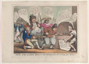 Hoog plezier voor John Bull, of de Republikeinen tot hun laatste redmiddel gedreven, 12 november 1798 door Thomas Rowlandson